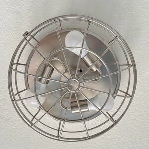 Satin Nickel Caged Flush Mount Ceiling Light